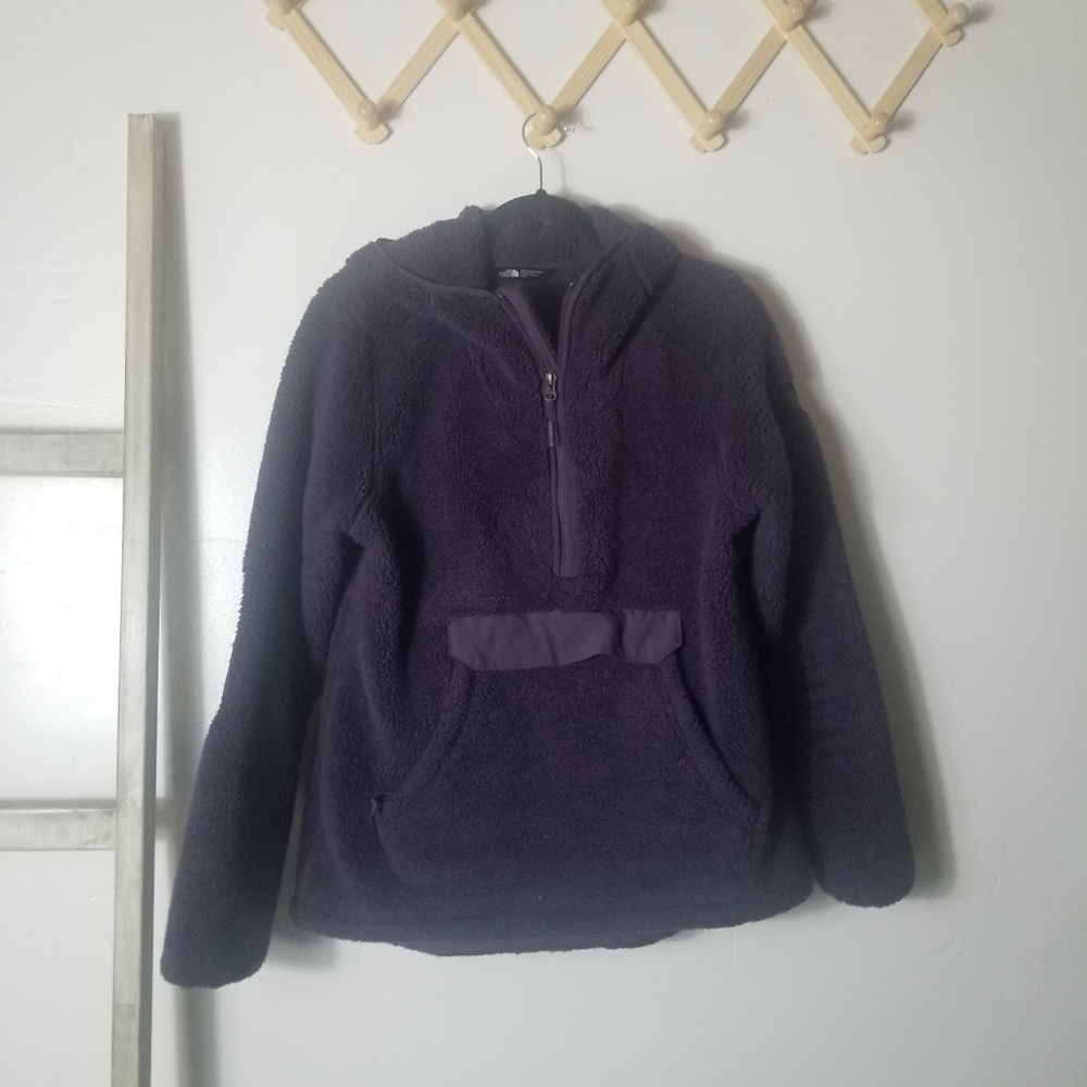 THE NORTH FACE PURPLE SHERPA HOODIE SIZE MEDIUM